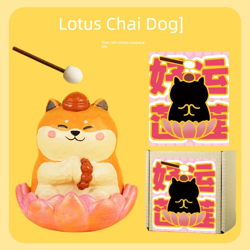 Aromatherapy Decoration Good Luck Lotus Buddha Series Chinese Block Shiba Inu Black Cat Fancy Cute Girl Girlfriends Birthday Gift
