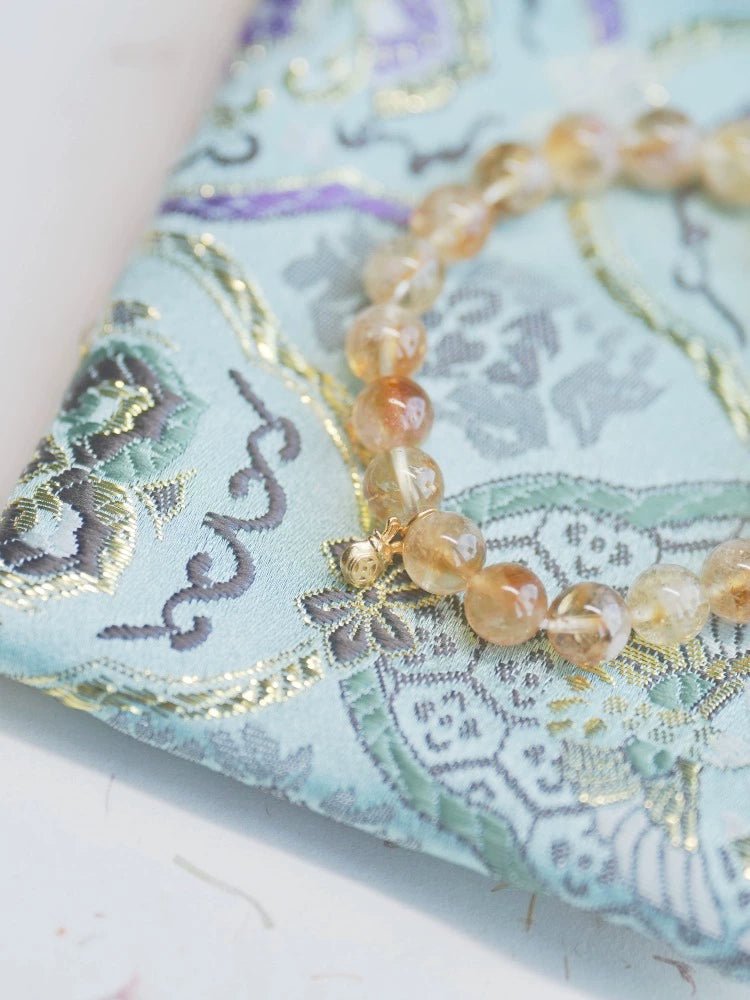 Bao Mi Boomy Natural Citrine Bracelet Silver Plated 24K Gold Career Couple Bracelet Birthday Valentine's Day Gift
