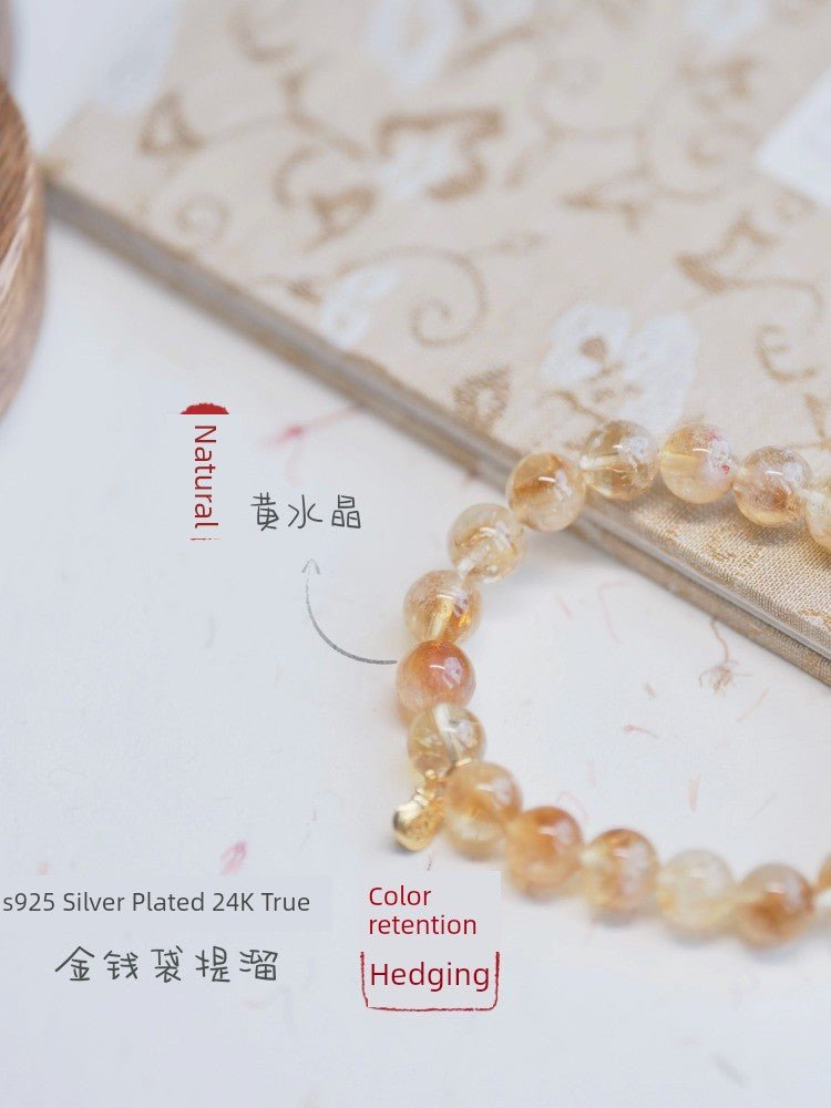 Bao Mi Boomy Natural Citrine Bracelet Silver Plated 24K Gold Career Couple Bracelet Birthday Valentine's Day Gift