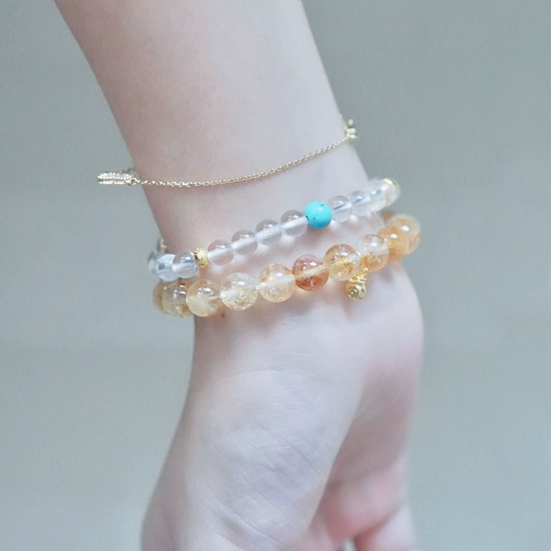 Bao Mi Boomy Natural Citrine Bracelet Silver Plated 24K Gold Career Couple Bracelet Birthday Valentine's Day Gift