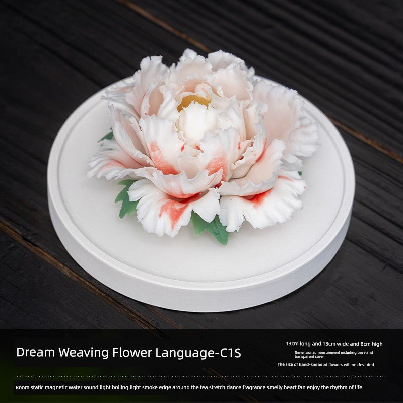 Handmade Pinch Ceramic Indoor Tea Room Decoration Zen Tea Ceremony Desktop Tea Ornaments Decoration Aromatherapy Diffuse Fragrance Porcelain Flower