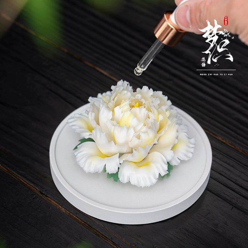 Handmade Pinch Ceramic Indoor Tea Room Decoration Zen Tea Ceremony Desktop Tea Ornaments Decoration Aromatherapy Diffuse Fragrance Porcelain Flower