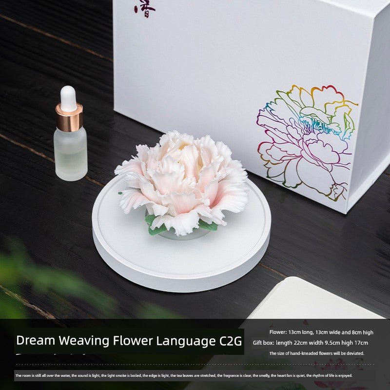 Handmade Pinch Ceramic Indoor Tea Room Decoration Zen Tea Ceremony Desktop Tea Ornaments Decoration Aromatherapy Diffuse Fragrance Porcelain Flower