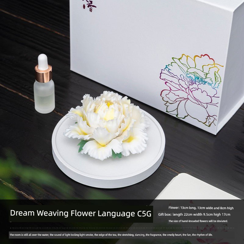 Handmade Pinch Ceramic Indoor Tea Room Decoration Zen Tea Ceremony Desktop Tea Ornaments Decoration Aromatherapy Diffuse Fragrance Porcelain Flower