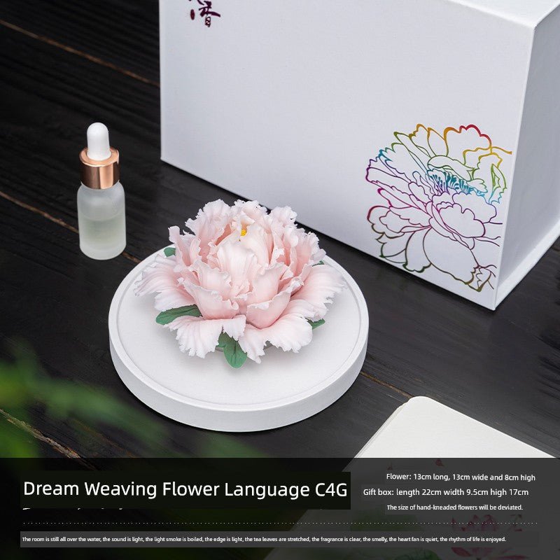 Handmade Pinch Ceramic Indoor Tea Room Decoration Zen Tea Ceremony Desktop Tea Ornaments Decoration Aromatherapy Diffuse Fragrance Porcelain Flower