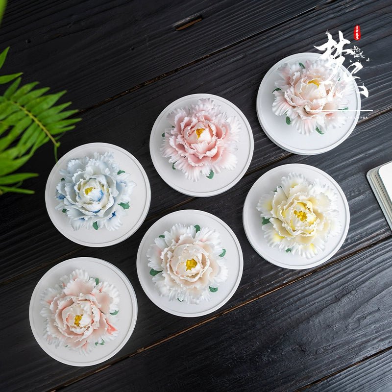Handmade Pinch Ceramic Indoor Tea Room Decoration Zen Tea Ceremony Desktop Tea Ornaments Decoration Aromatherapy Diffuse Fragrance Porcelain Flower