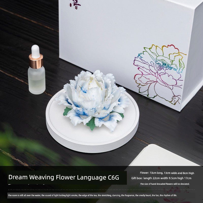 Handmade Pinch Ceramic Indoor Tea Room Decoration Zen Tea Ceremony Desktop Tea Ornaments Decoration Aromatherapy Diffuse Fragrance Porcelain Flower