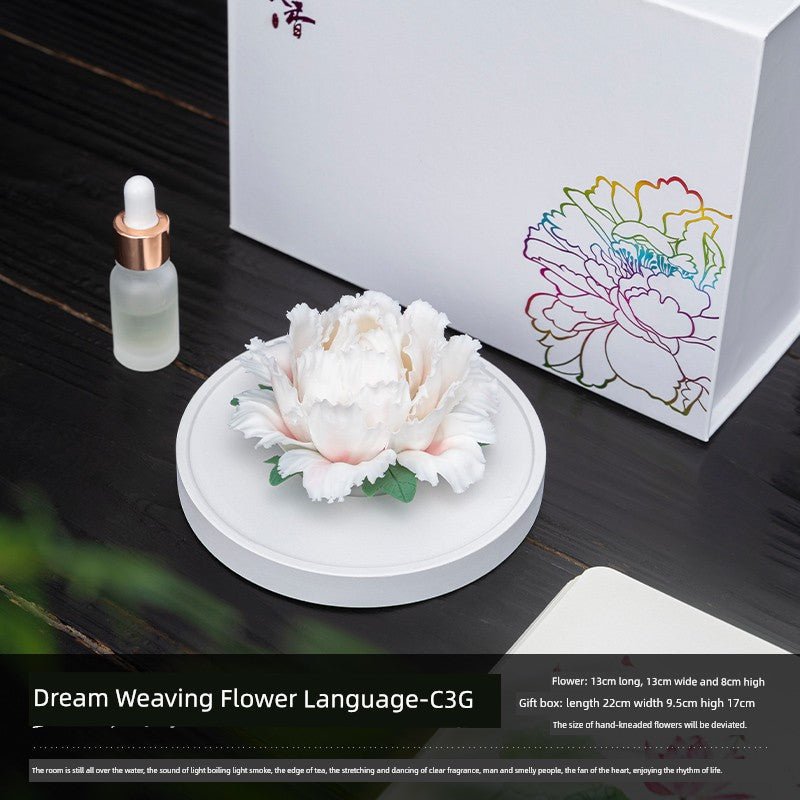 Handmade Pinch Ceramic Indoor Tea Room Decoration Zen Tea Ceremony Desktop Tea Ornaments Decoration Aromatherapy Diffuse Fragrance Porcelain Flower