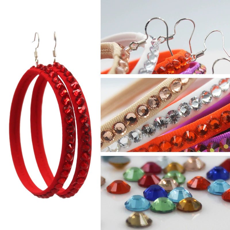 Latin Dance Multi-Color Stick-on Crystals Earrings with the Same Color Anti-Swarovski Diamond National Standard Dance Competition Performance College BLACKPOOL Children's Special