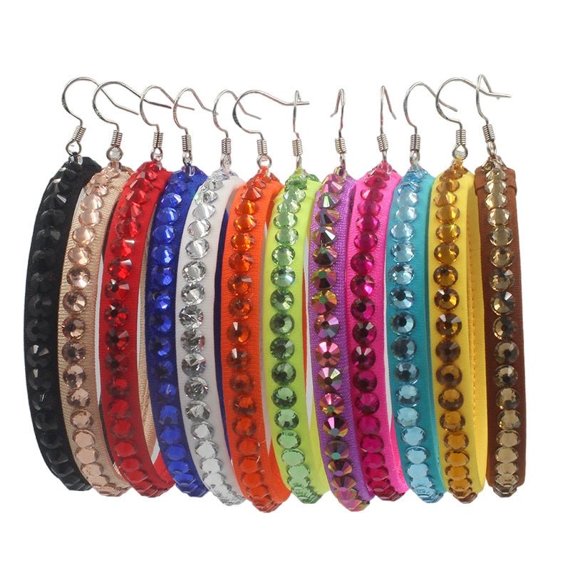 Latin Dance Multi-Color Stick-on Crystals Earrings with the Same Color Anti-Swarovski Diamond National Standard Dance Competition Performance College BLACKPOOL Children's Special