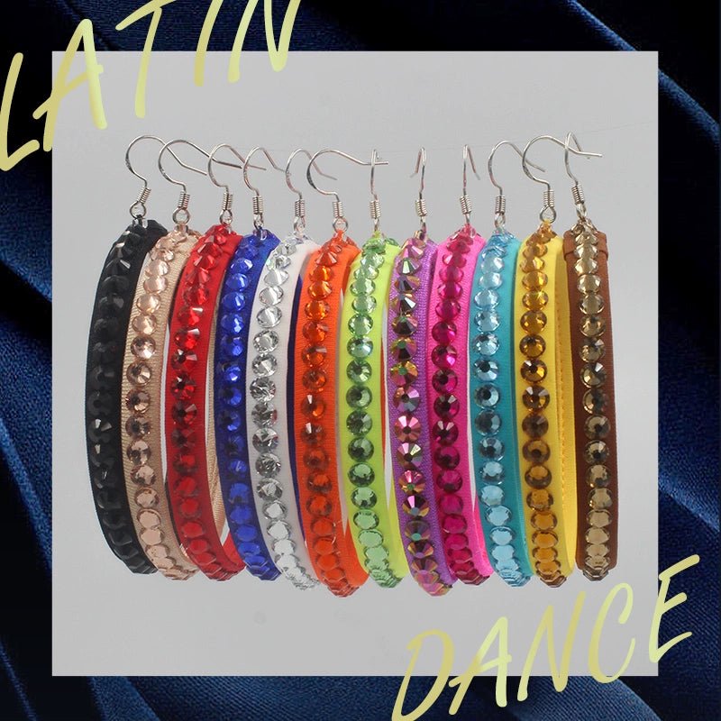 Latin Dance Multi-Color Stick-on Crystals Earrings with the Same Color Anti-Swarovski Diamond National Standard Dance Competition Performance College BLACKPOOL Children's Special