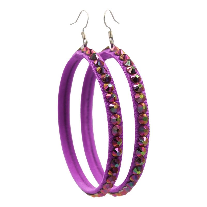 Latin Dance Multi-Color Stick-on Crystals Earrings with the Same Color Anti-Swarovski Diamond National Standard Dance Competition Performance College BLACKPOOL Children's Special