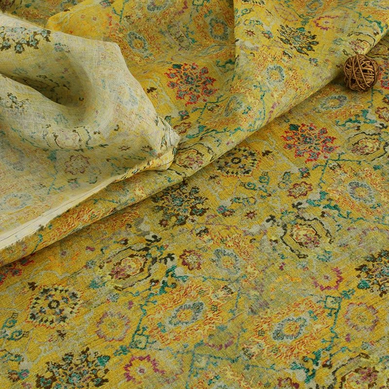 Pure Ramie Fabric Loose Dress Chinese Summer Clothing Fabric with Flowers