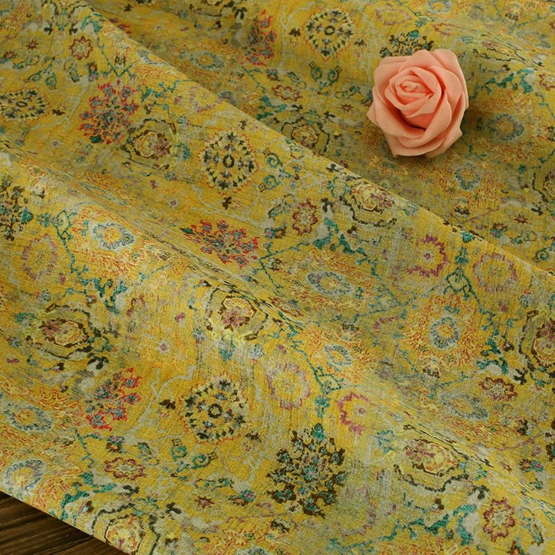 Pure Ramie Fabric Loose Dress Chinese Summer Clothing Fabric with Flowers