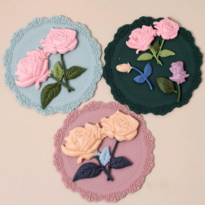 Rose Flower Leaf Mold Retro Bouquet Valentine's Day Mother's Day Fondant Birthday Cake Silicone Mold