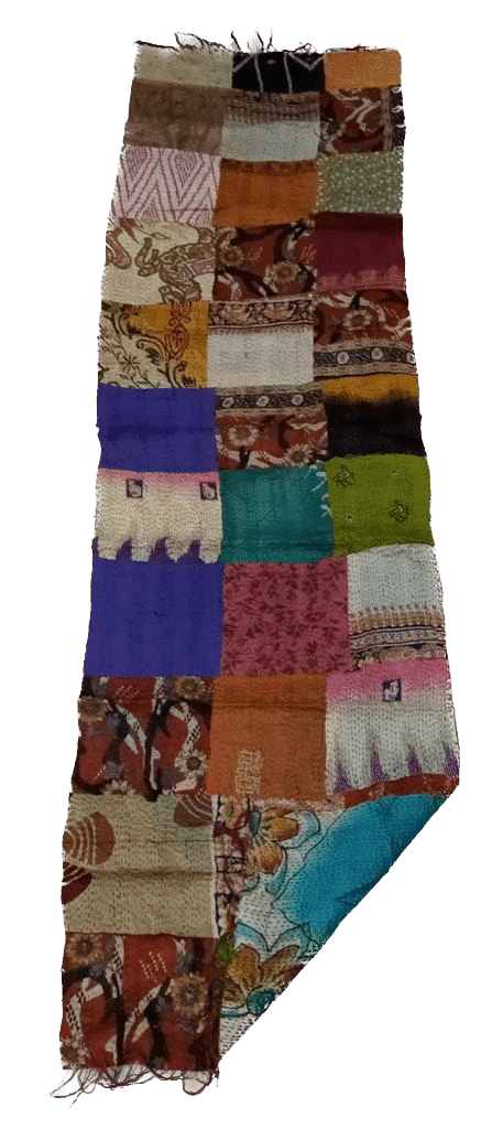 Vintage Silk Saree Kantha throw - Hand Stitched Upcycled