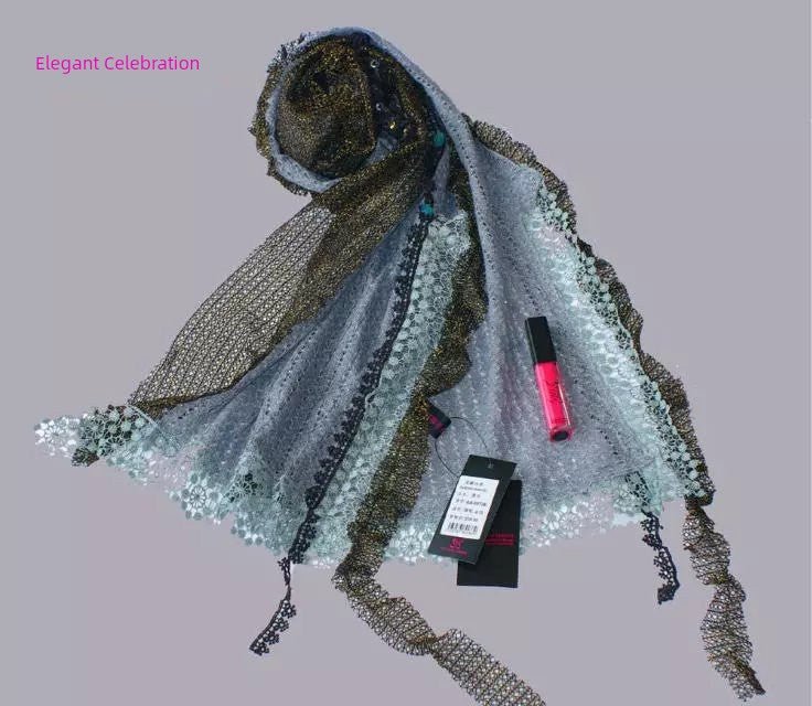 Women's All-Match Lace Cut-out Sequined Scarf