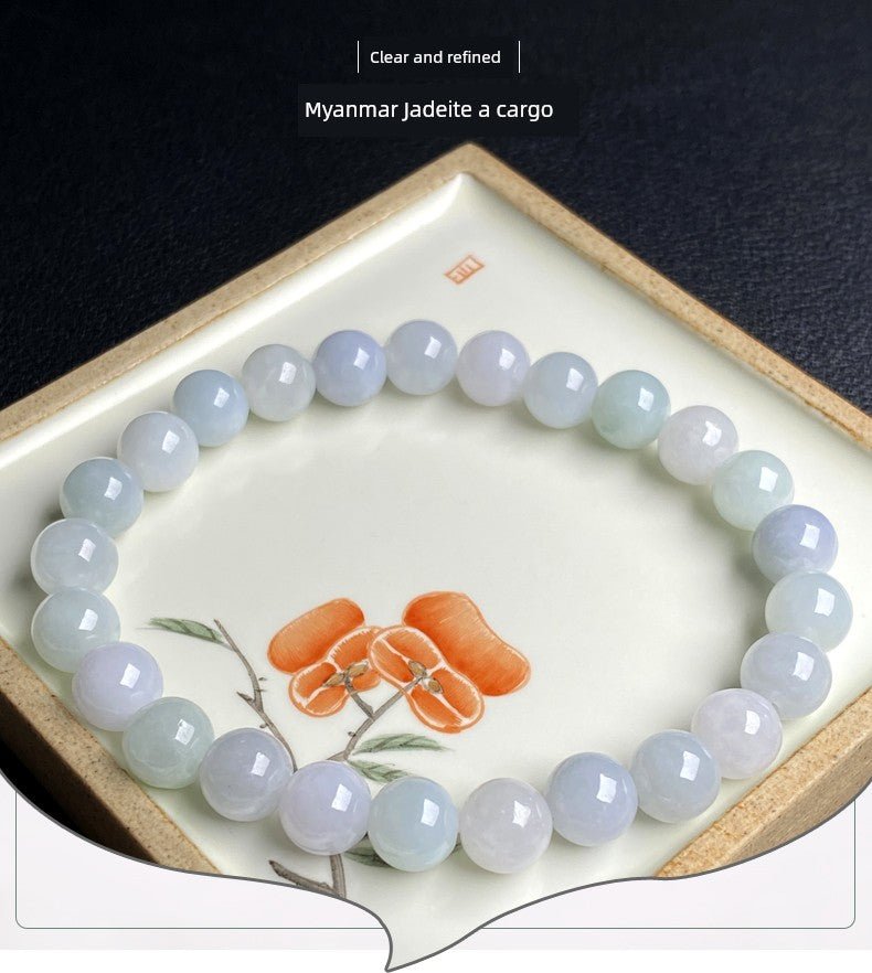 Yongshengyuan Myanmar Natural Jade a Goods Bracelet Beads String Single Circle Women Christmas Birthday Gift with Certificate