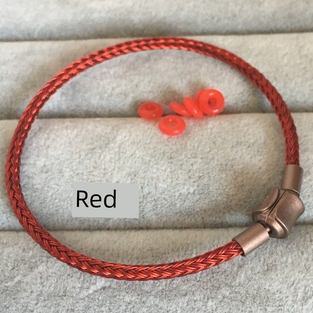 Zhou Jia's Same Style Steel Wire Red Rope Bracelet Wearable Lucky Beads Safe Couple 3mm Woven Bracelet Waterproof