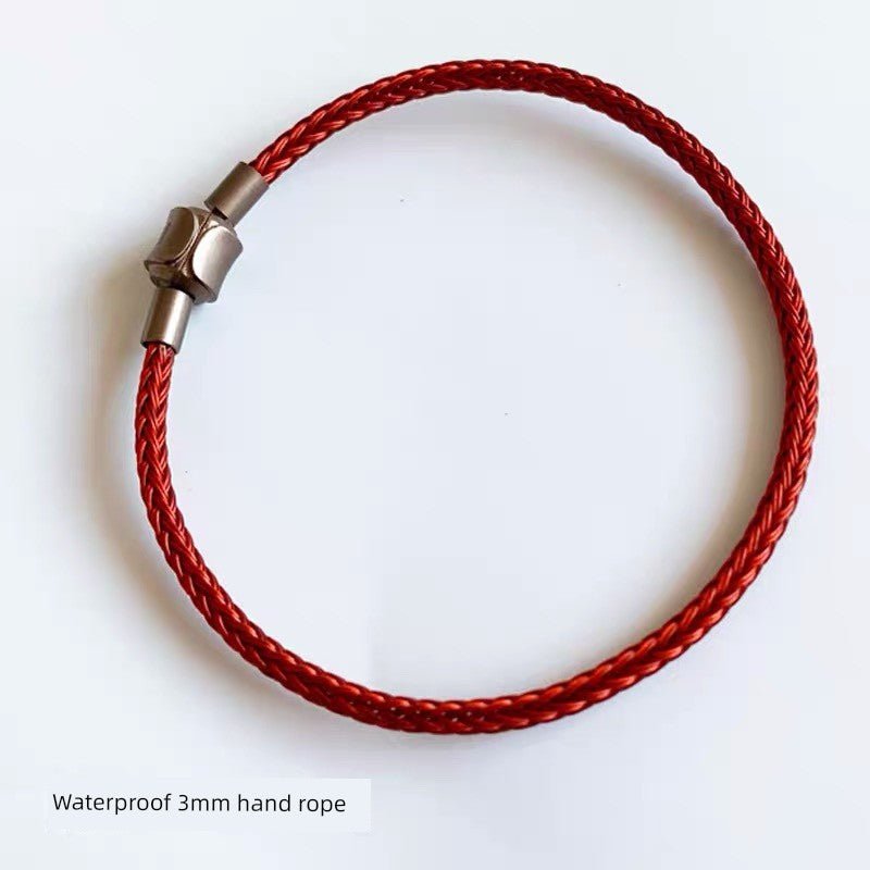 Zhou Jia's Same Style Steel Wire Red Rope Bracelet Wearable Lucky Beads Safe Couple 3mm Woven Bracelet Waterproof