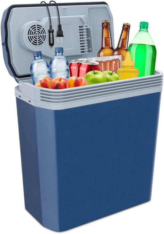 Electric Cooler & Warmer, 24 L Portable Thermoelectric 12 Volt Cooler with Handle - Blue