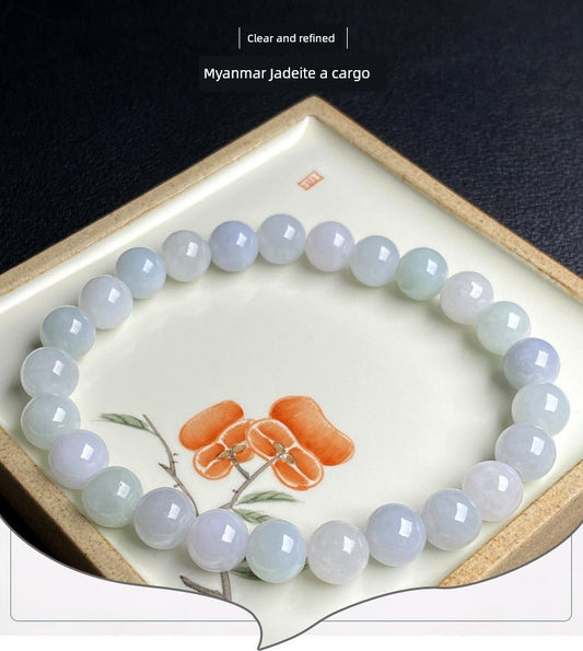 Yongshengyuan Myanmar Natural Jade a Goods Bracelet Beads String Single Circle Women Christmas Birthday Gift with Certificate