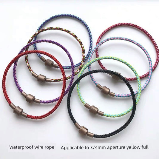 Zhou Jia's Same Style Steel Wire Red Rope Bracelet Wearable Lucky Beads Safe Couple 3mm Woven Bracelet Waterproof